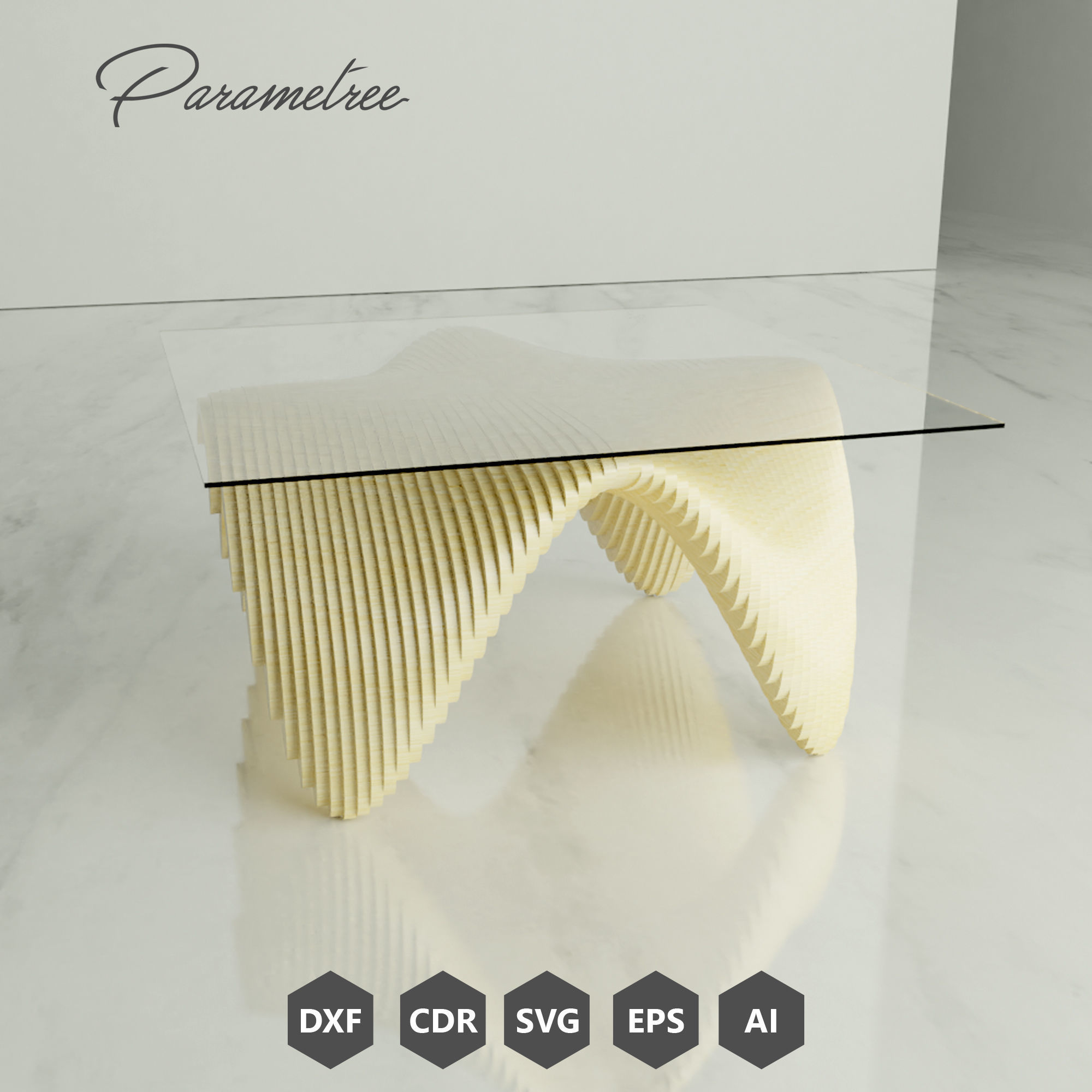 Parametric Coffee table CURVEXO  CNC cutting DXF files 3D model_2