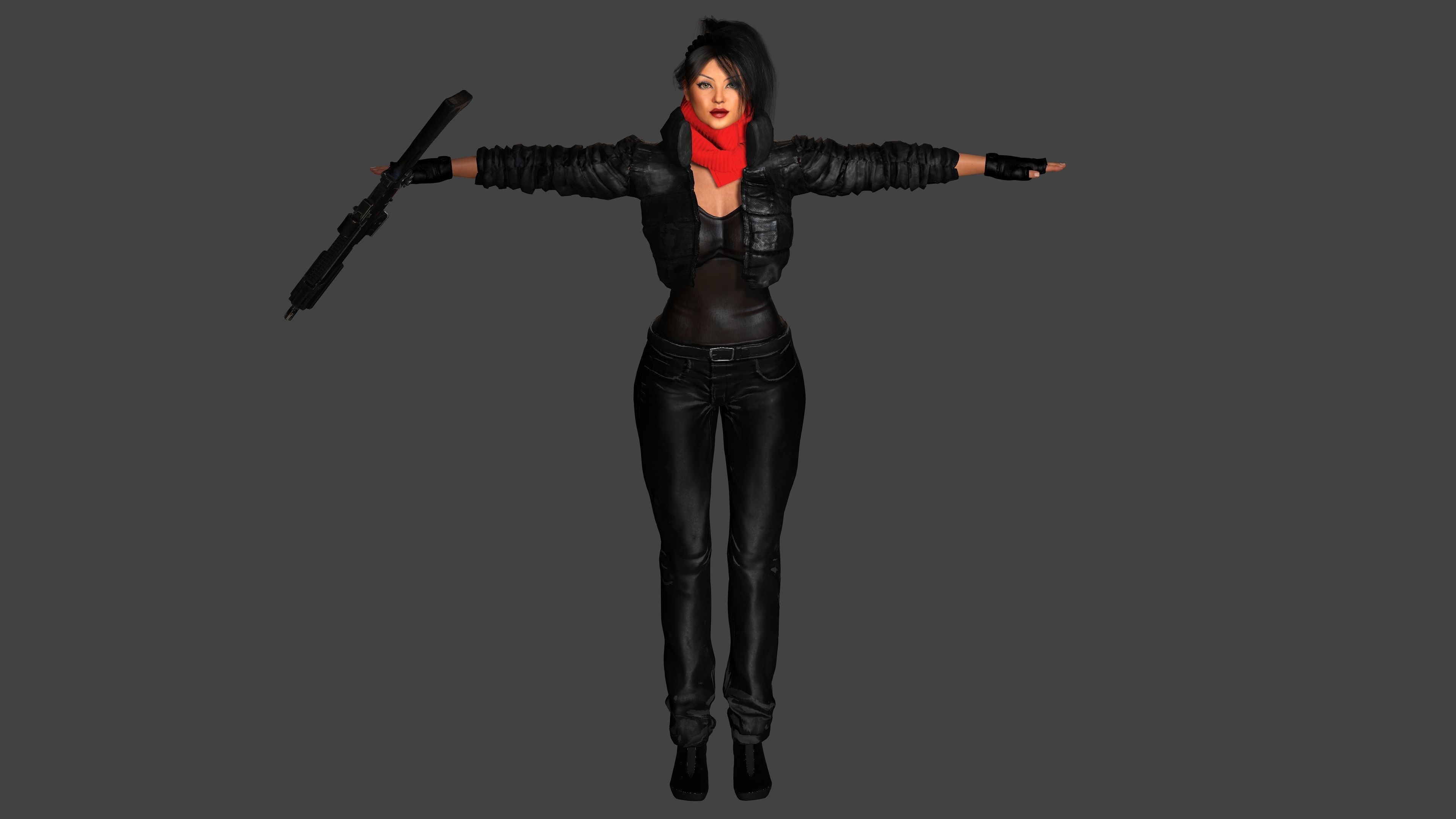 3D REALISTIC RIGGED CHARACTER - CYBERPUNK SNIPER TALL CURVY BODY Low-poly 3D model_18