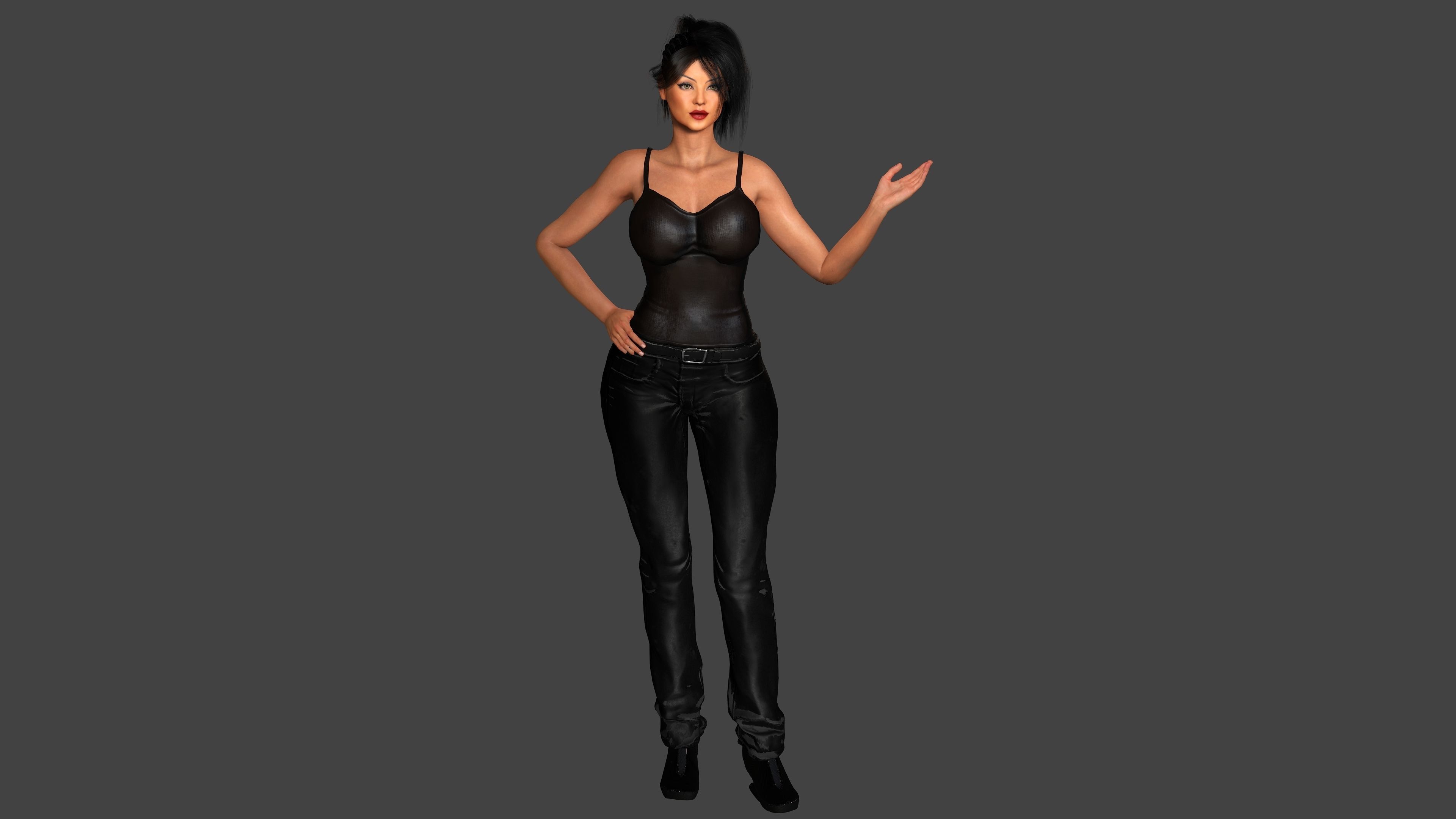 3D REALISTIC RIGGED CHARACTER - CYBERPUNK SNIPER TALL CURVY BODY Low-poly 3D model_11