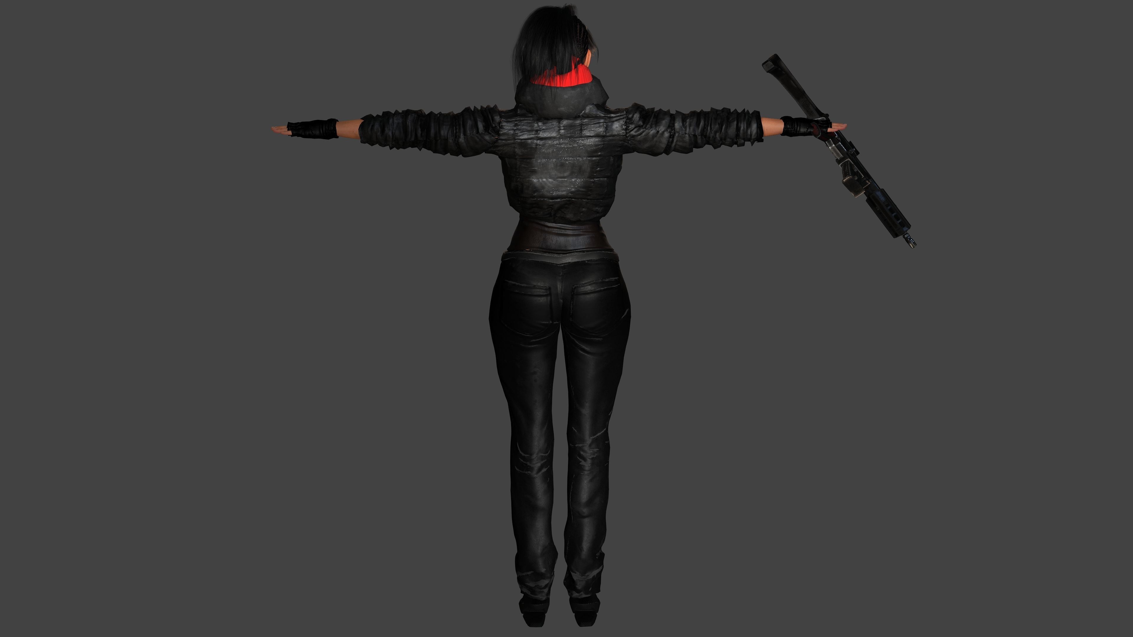 3D REALISTIC RIGGED CHARACTER - CYBERPUNK SNIPER TALL CURVY BODY Low-poly 3D model_19