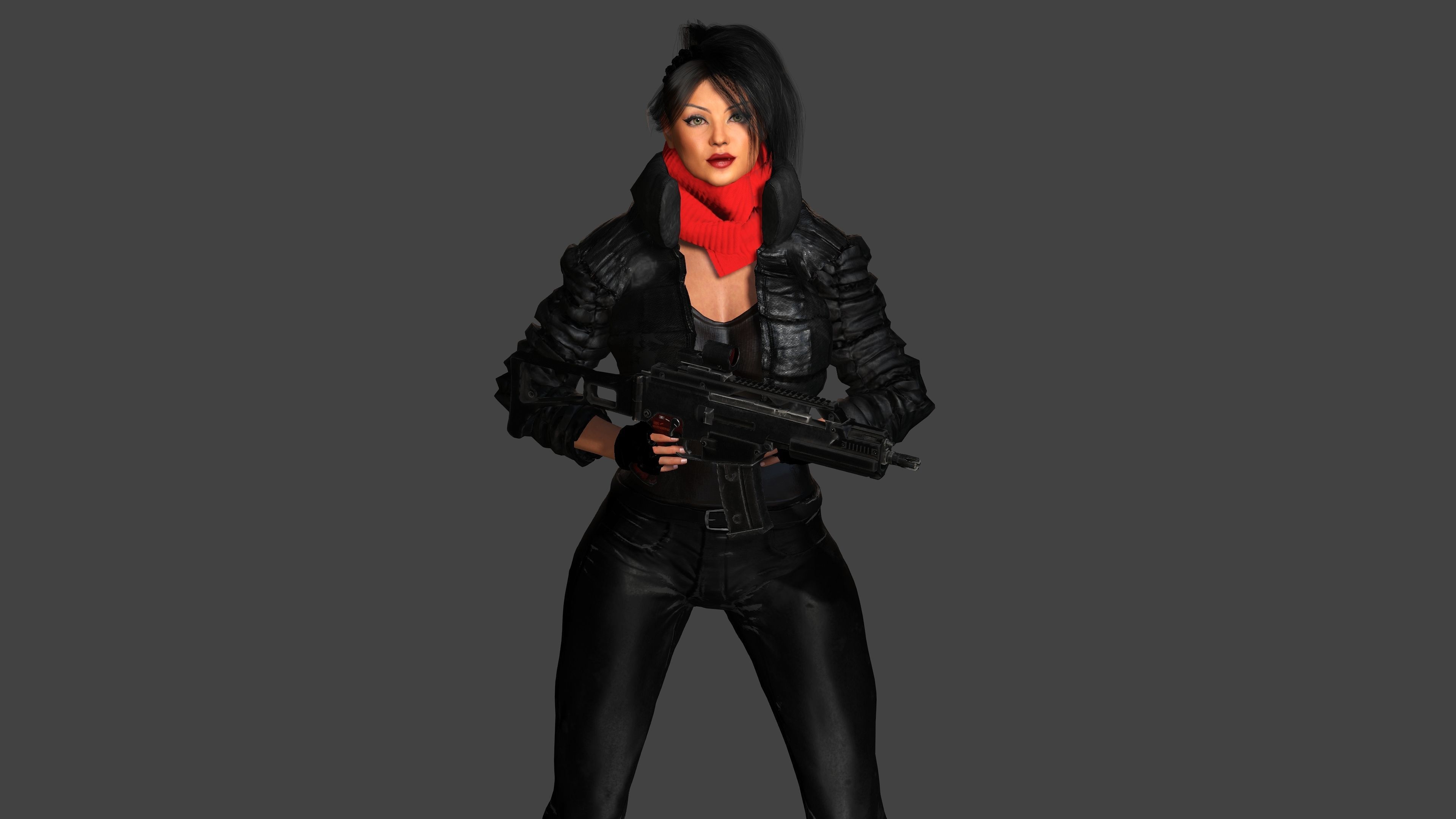 3D REALISTIC RIGGED CHARACTER - CYBERPUNK SNIPER TALL CURVY BODY Low-poly 3D model_3