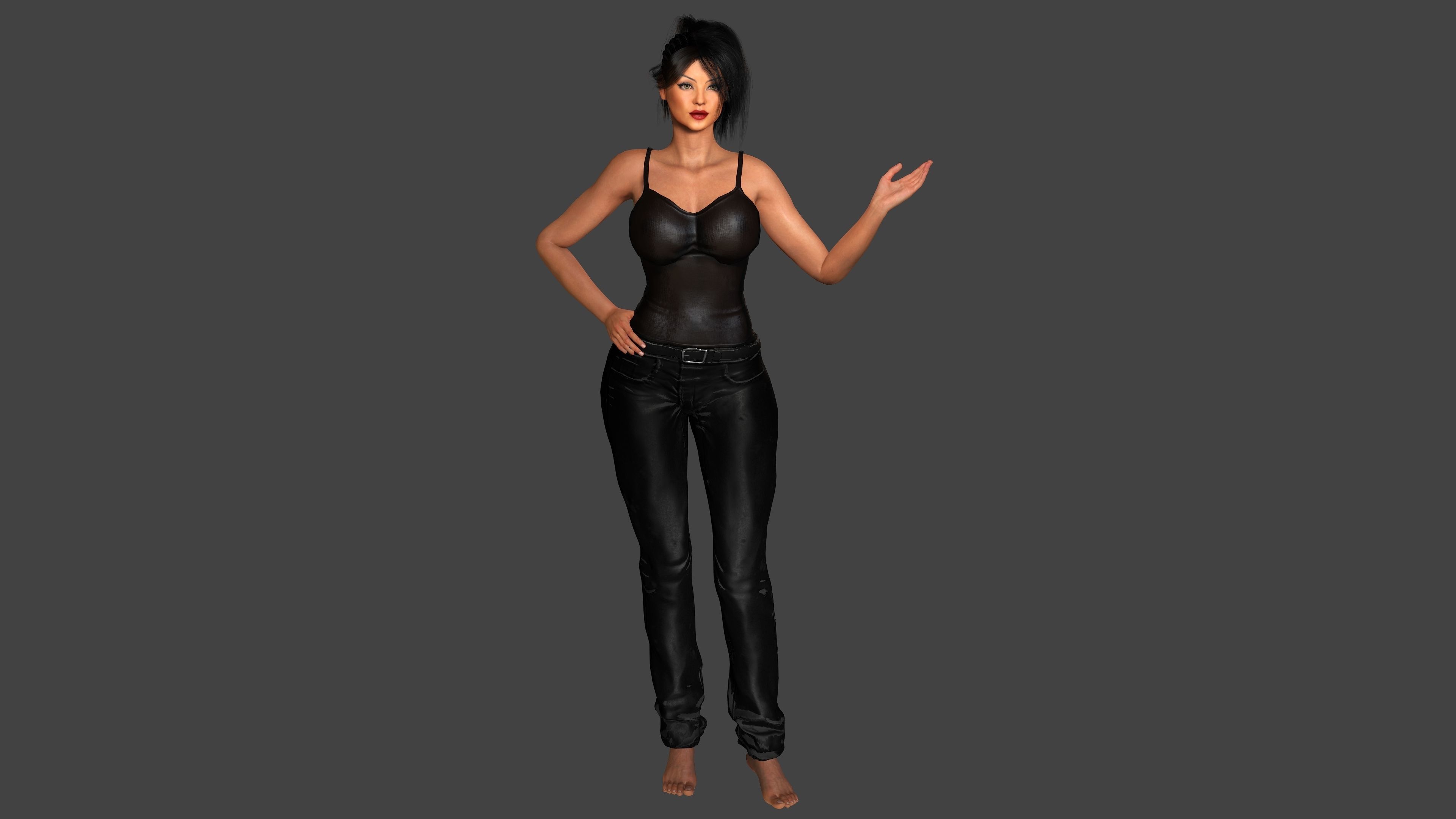 3D REALISTIC RIGGED CHARACTER - CYBERPUNK SNIPER TALL CURVY BODY Low-poly 3D model_12