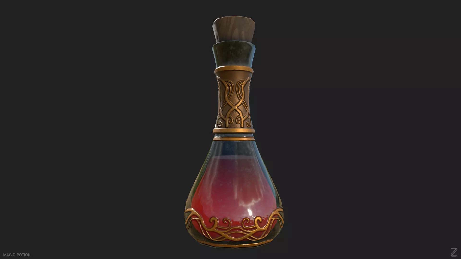 Magic potion Low-poly 3D model_0
