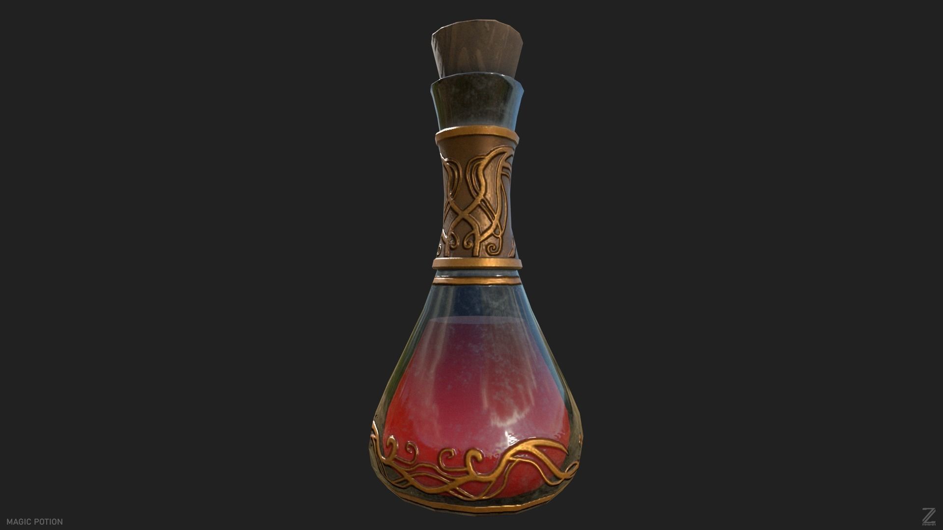 Magic potion Low-poly 3D model_3