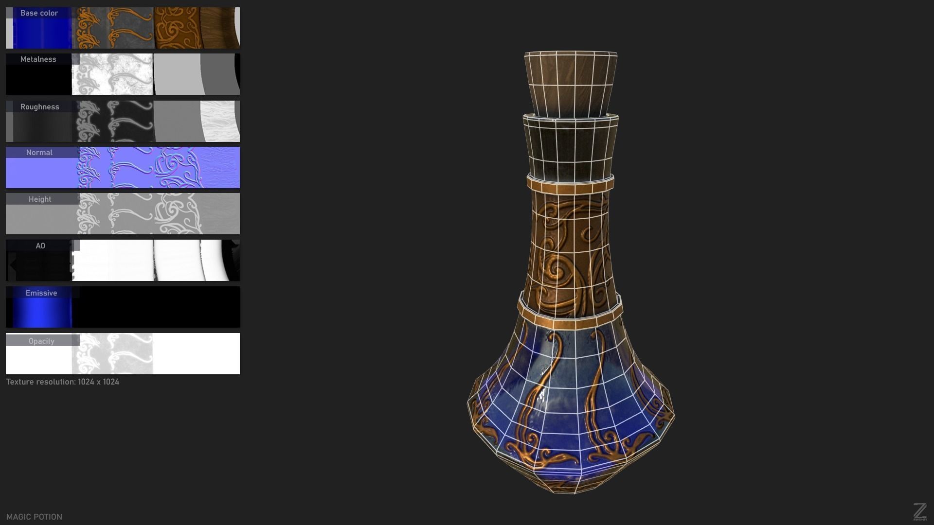 Magic potion Low-poly 3D model_1