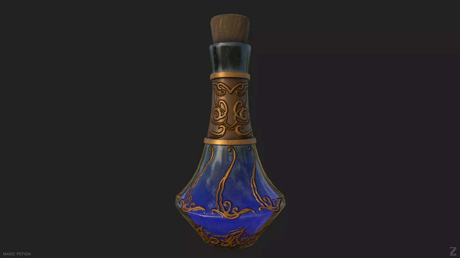 Magic potion Low-poly 3D model_0