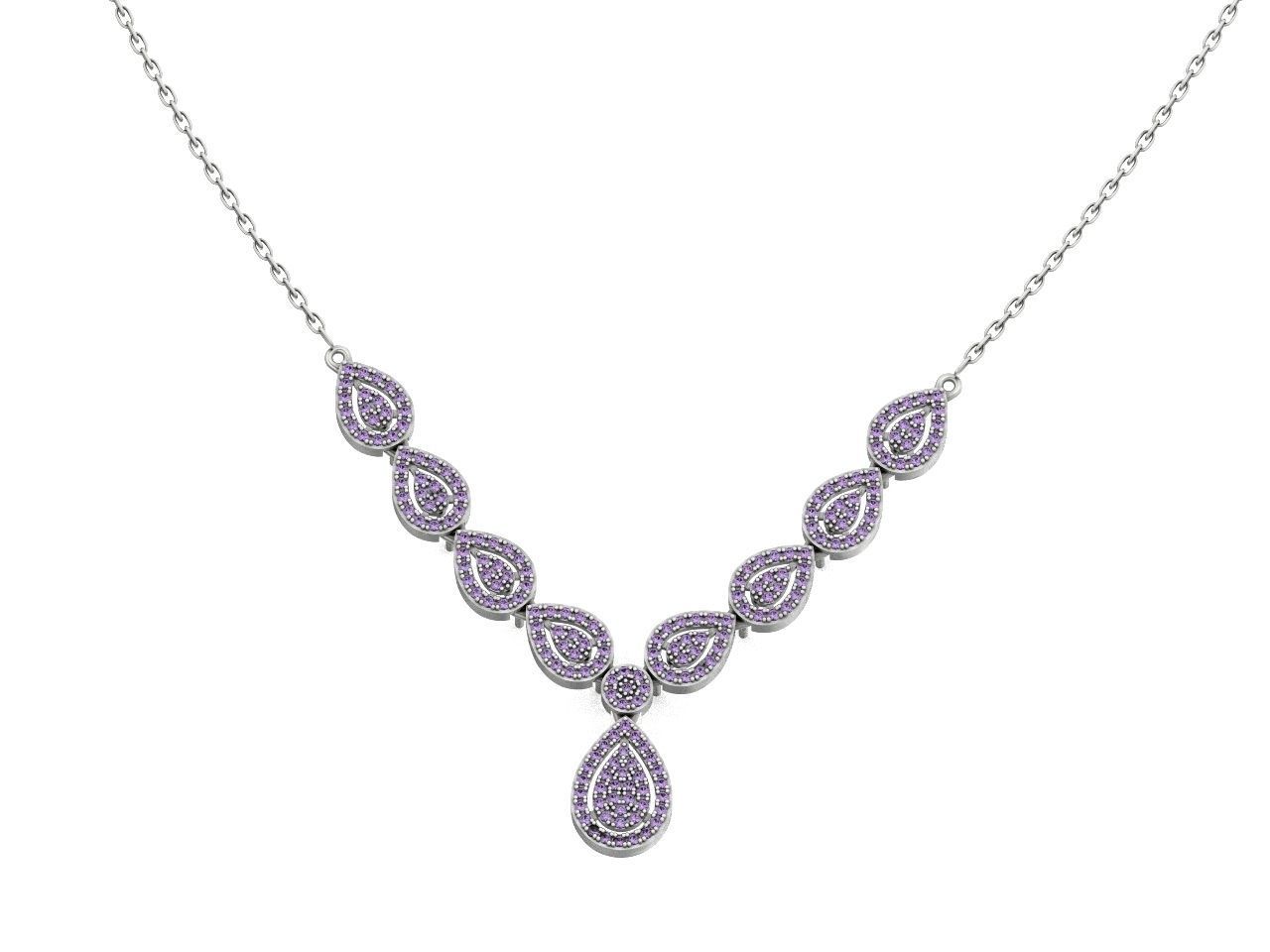 Diamond set Ring and pendant Pear shaped halo 2693 3D Model Collection_24