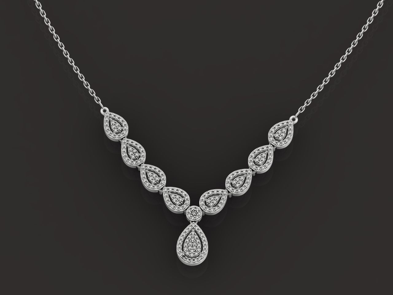 Diamond set Ring and pendant Pear shaped halo 2693 3D Model Collection_29