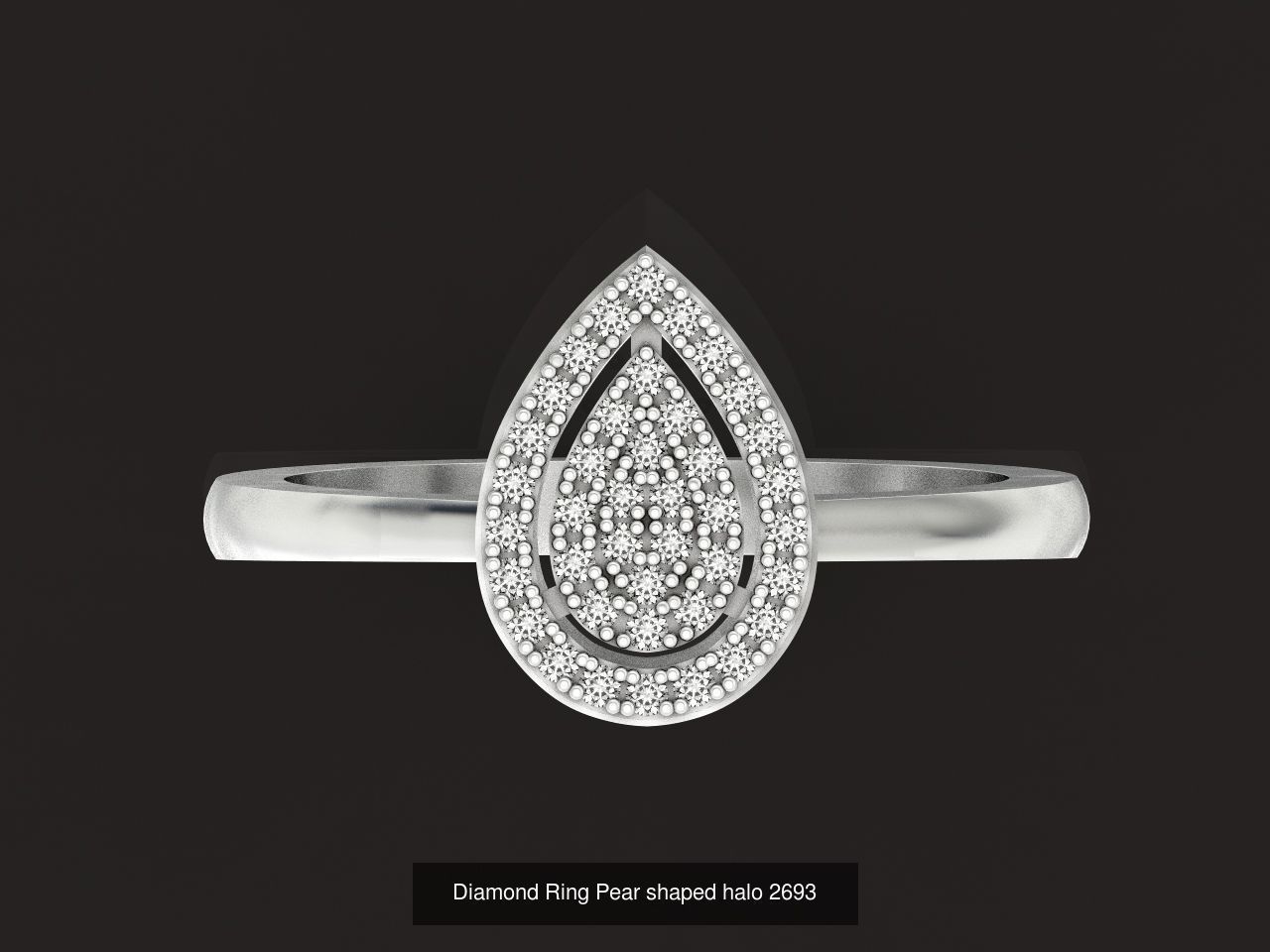 Diamond set Ring and pendant Pear shaped halo 2693 3D Model Collection_2
