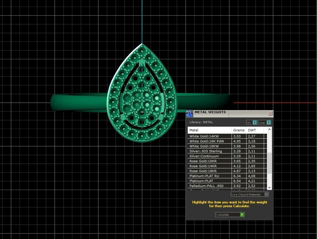 Diamond set Ring and pendant Pear shaped halo 2693 3D Model Collection_7