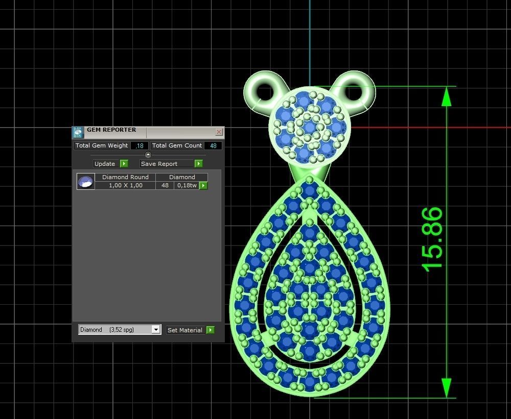 Diamond set Ring and pendant Pear shaped halo 2693 3D Model Collection_17