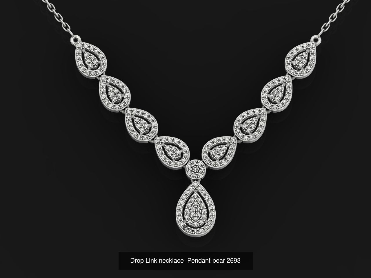 Diamond set Ring and pendant Pear shaped halo 2693 3D Model Collection_3
