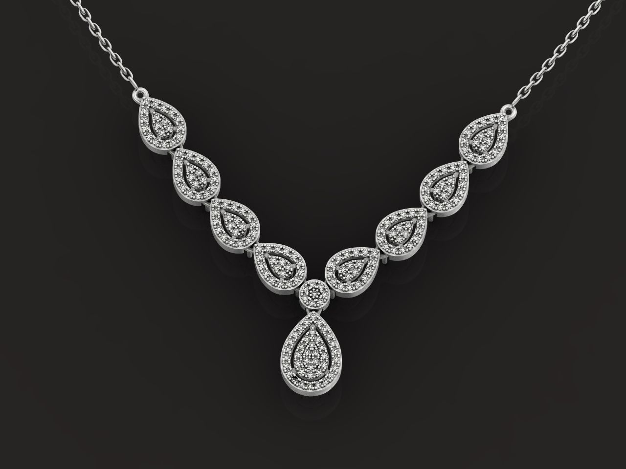 Diamond set Ring and pendant Pear shaped halo 2693 3D Model Collection_30