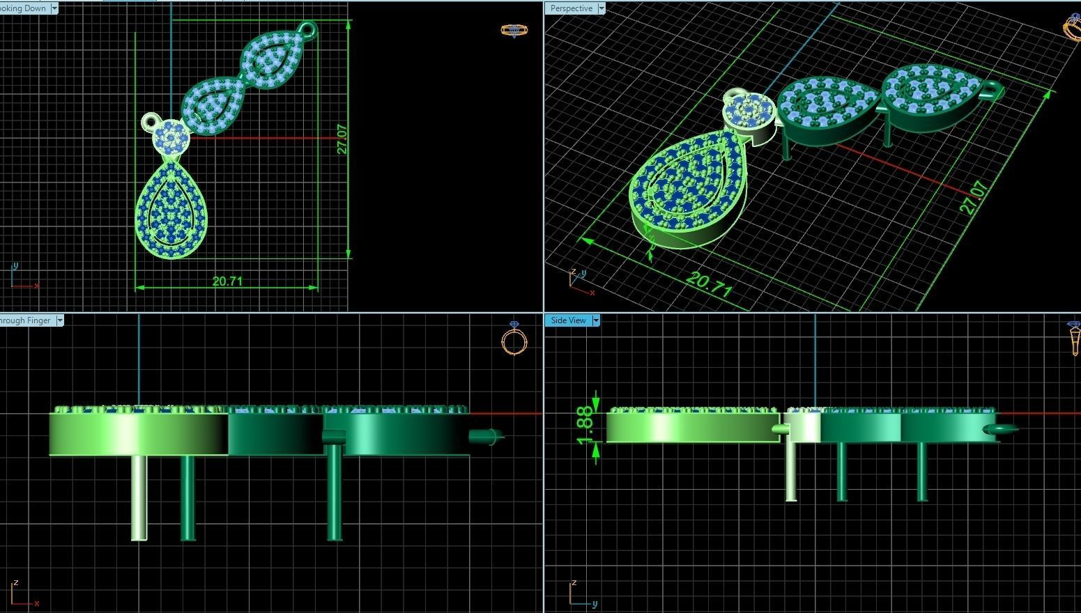 Diamond set Ring and pendant Pear shaped halo 2693 3D Model Collection_20