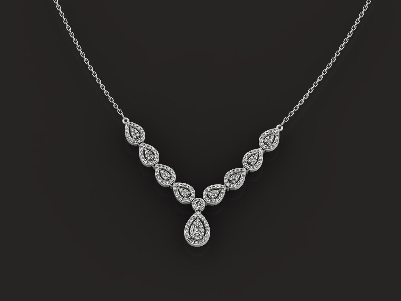 Diamond set Ring and pendant Pear shaped halo 2693 3D Model Collection_21