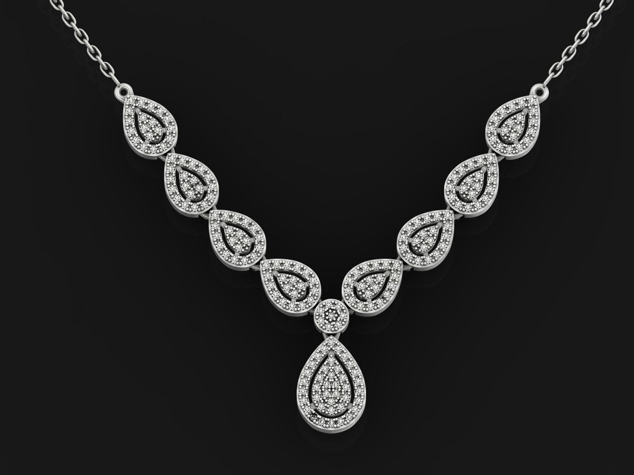 Diamond set Ring and pendant Pear shaped halo 2693 3D Model Collection_34
