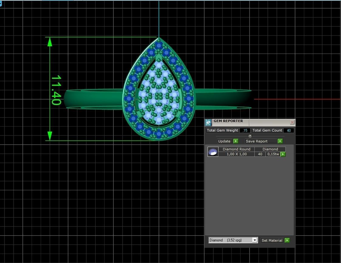 Diamond set Ring and pendant Pear shaped halo 2693 3D Model Collection_5