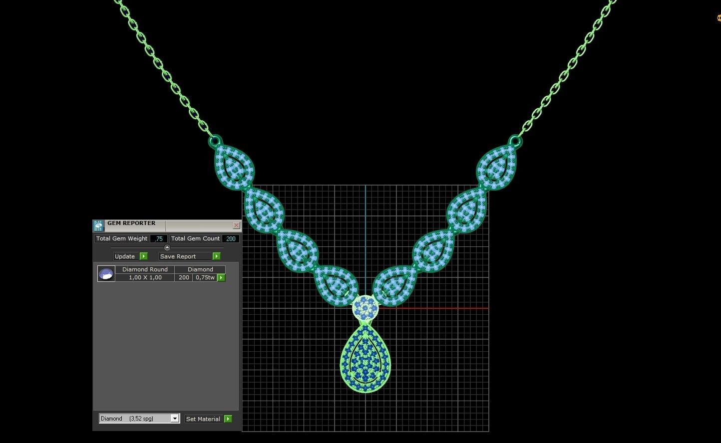 Diamond set Ring and pendant Pear shaped halo 2693 3D Model Collection_9