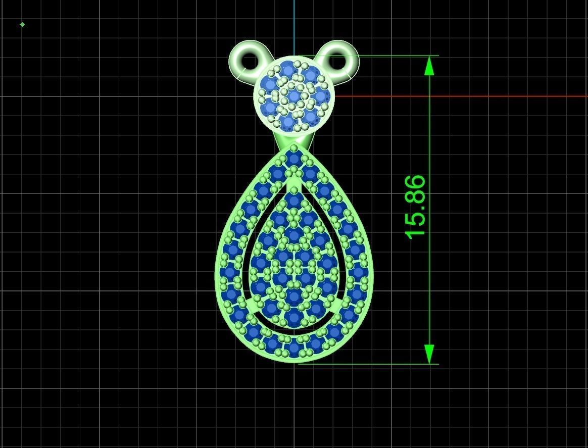 Diamond set Ring and pendant Pear shaped halo 2693 3D Model Collection_19