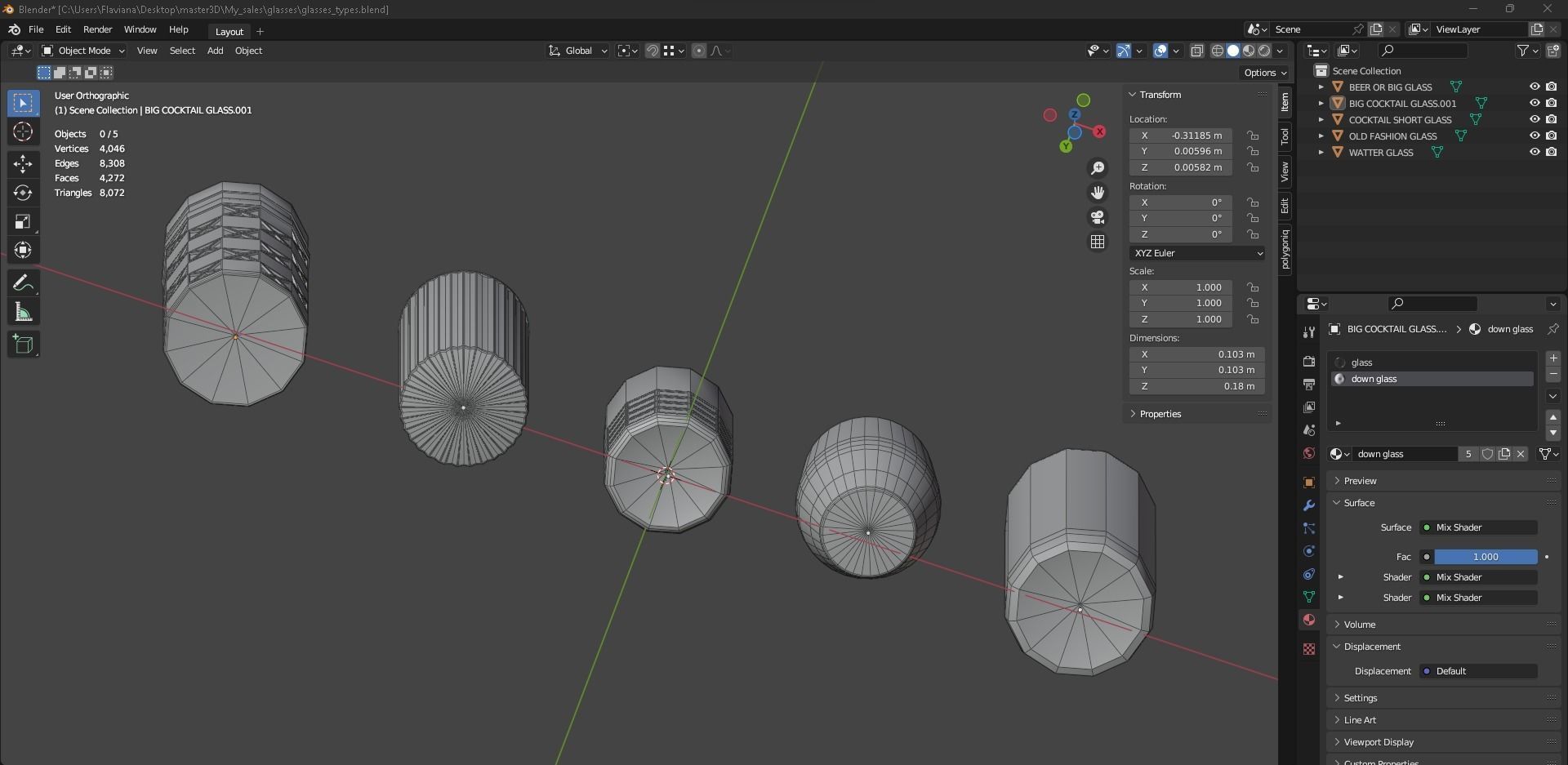 Glasses Low-poly 3D model_9