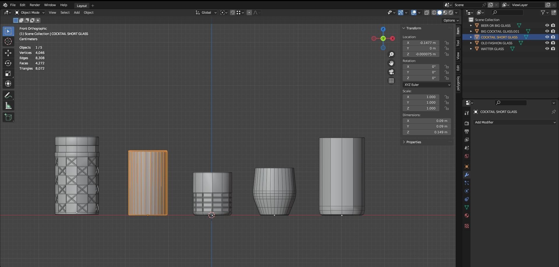 Glasses Low-poly 3D model_5