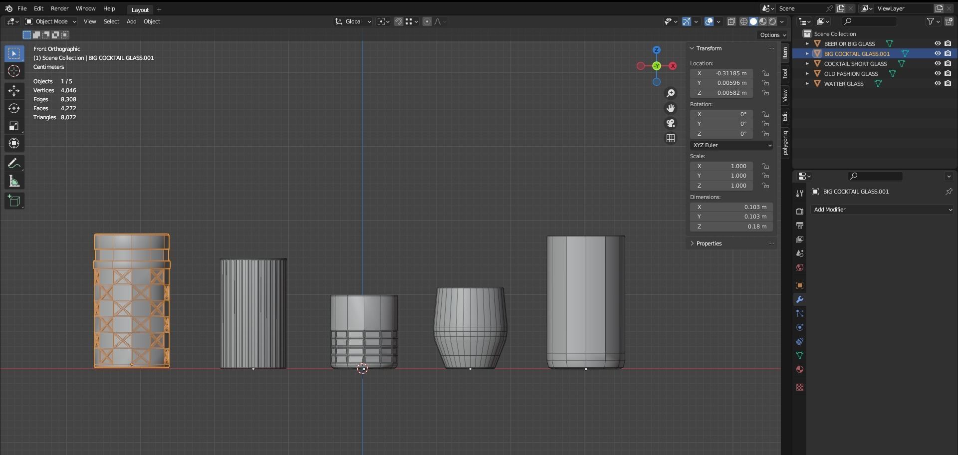 Glasses Low-poly 3D model_4