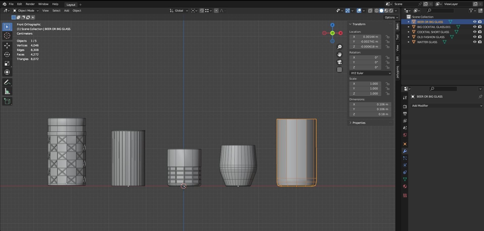 Glasses Low-poly 3D model_8