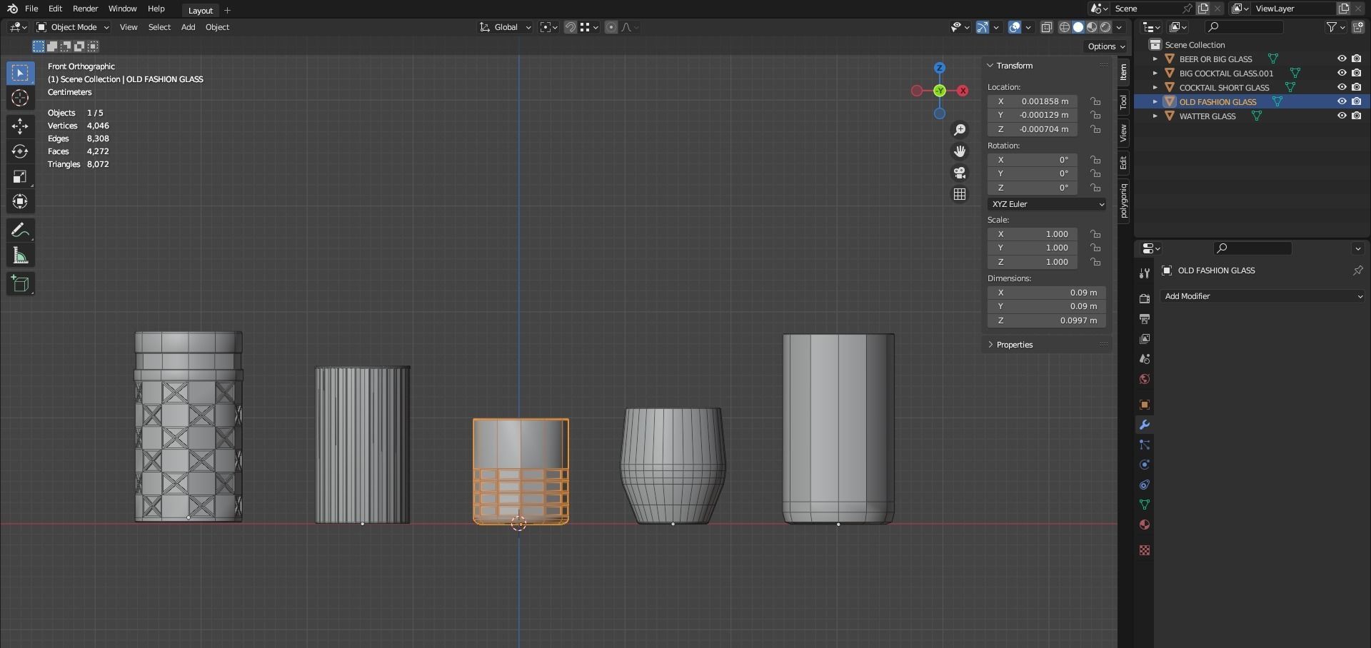 Glasses Low-poly 3D model_6