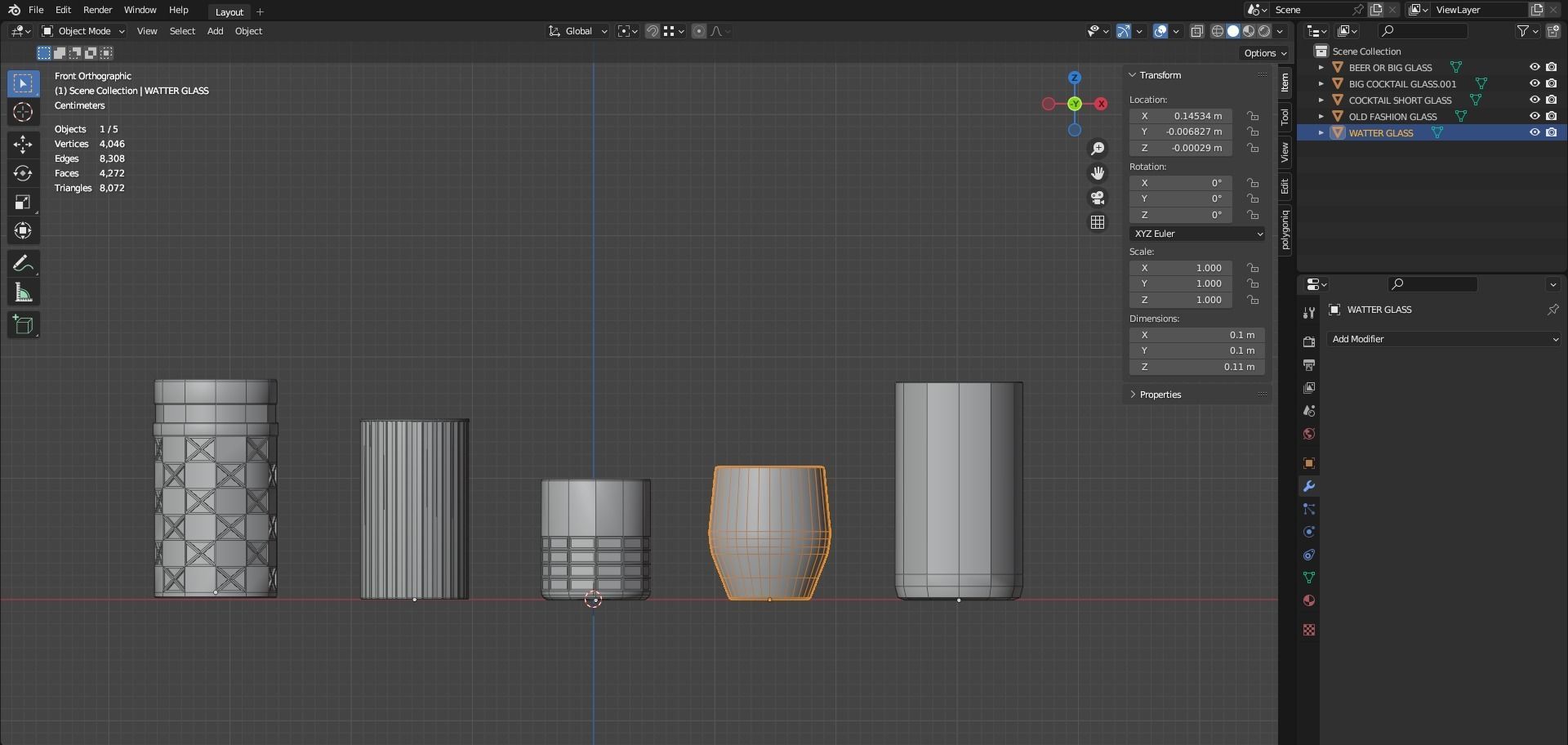 Glasses Low-poly 3D model_7