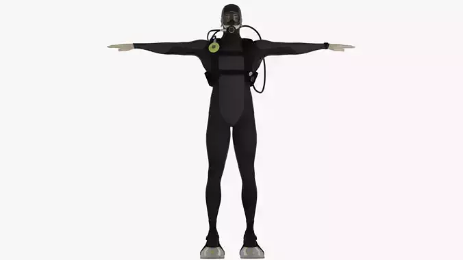 Scuba Diver  Diving Suit  Low-poly 3D model