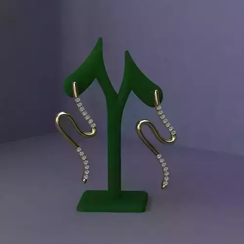 embedded gold S-shaped earing 