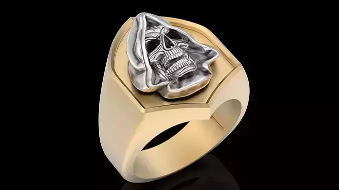 Skull Man Ring silver gold printable jewelry