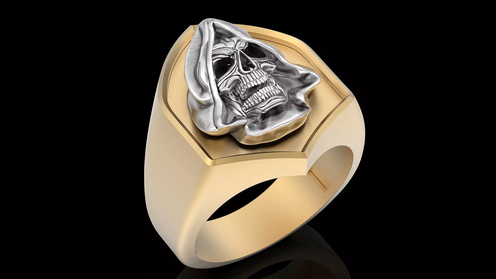 Skull Man Ring silver gold printable jewelry 3D print model