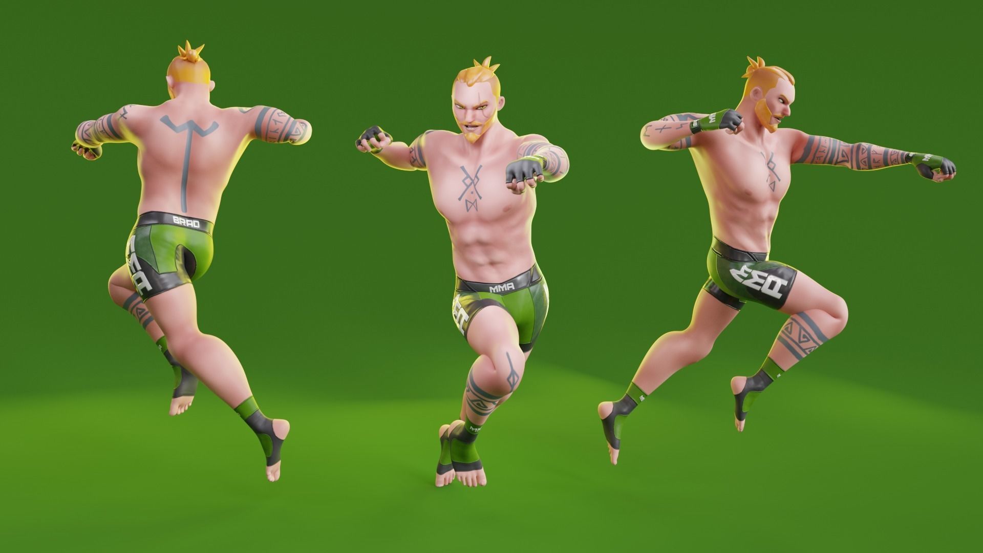 Low Poly Boxer - MMA Fighter - Brad Low-poly 3D model_12
