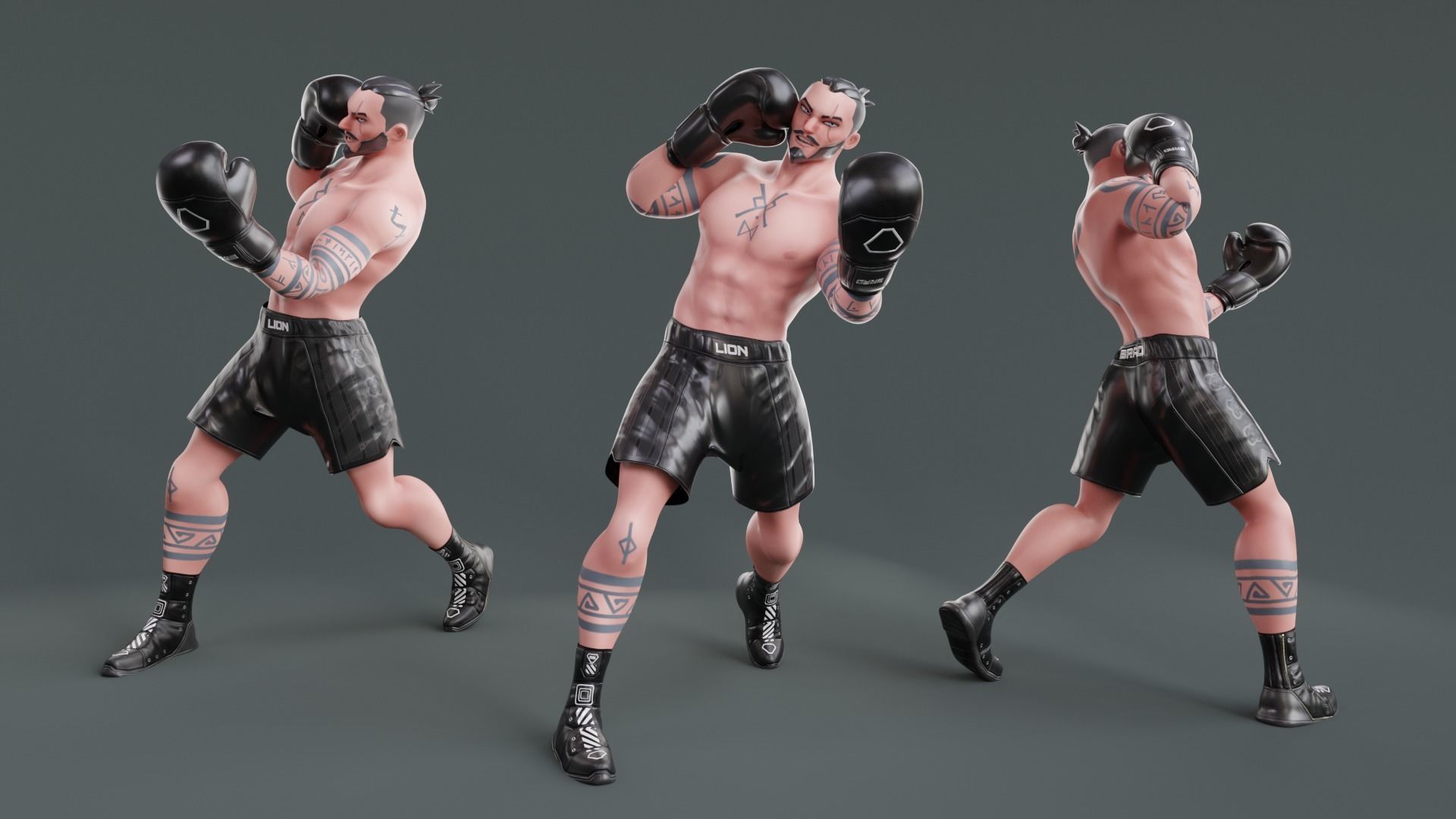 Low Poly Boxer - MMA Fighter - Brad Low-poly 3D model_7
