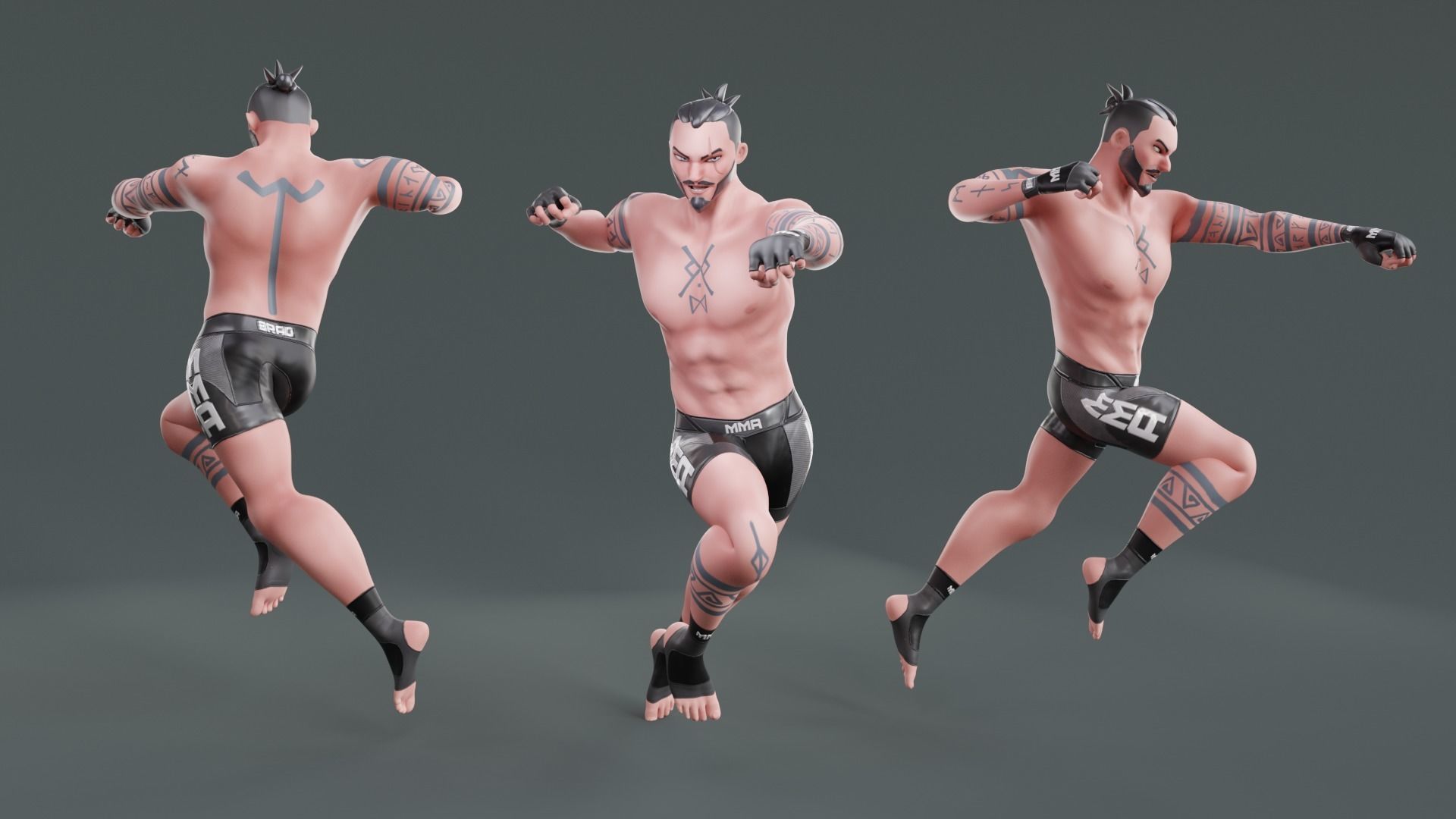 Low Poly Boxer - MMA Fighter - Brad Low-poly 3D model_14