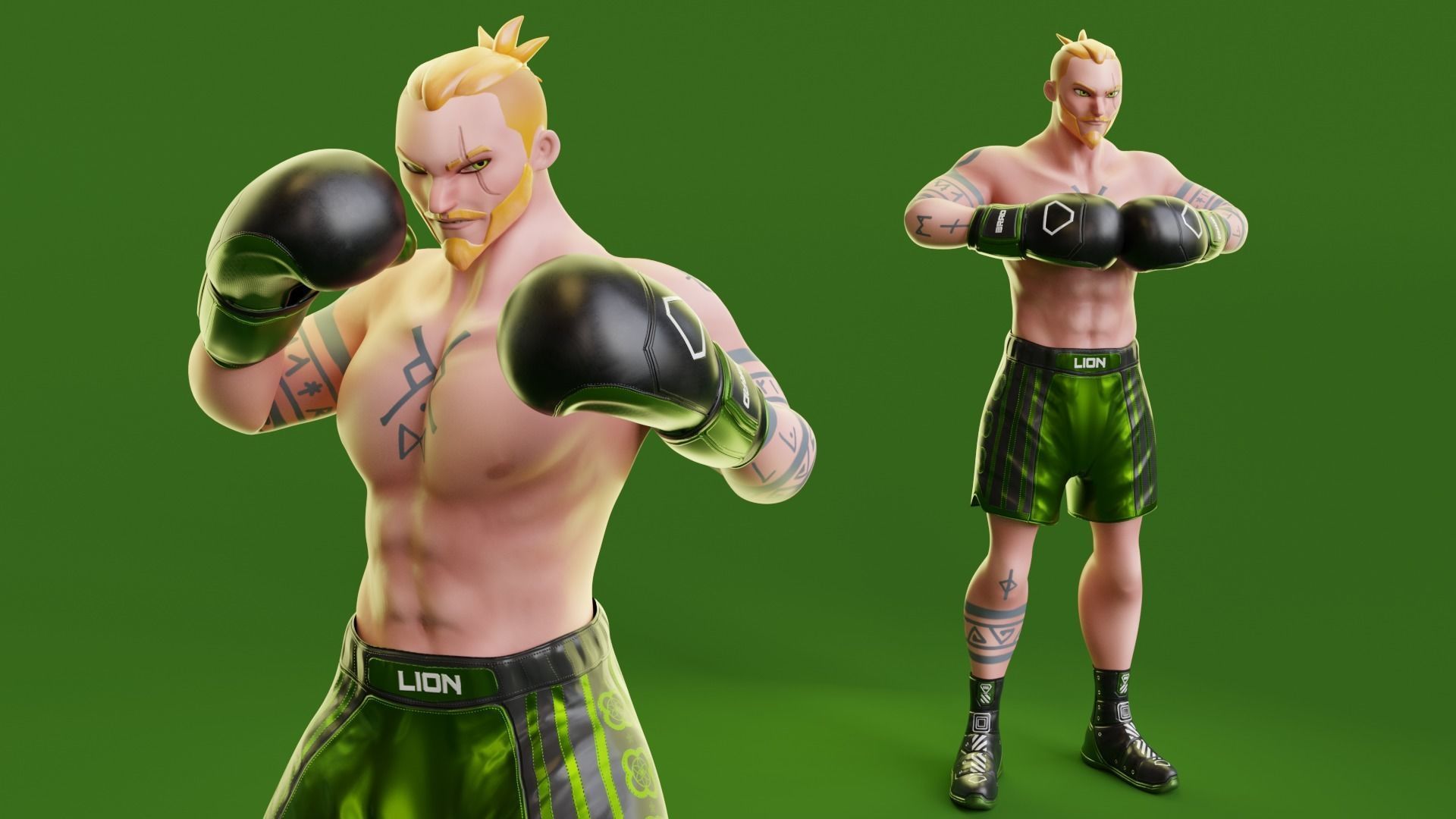 Low Poly Boxer - MMA Fighter - Brad Low-poly 3D model_8