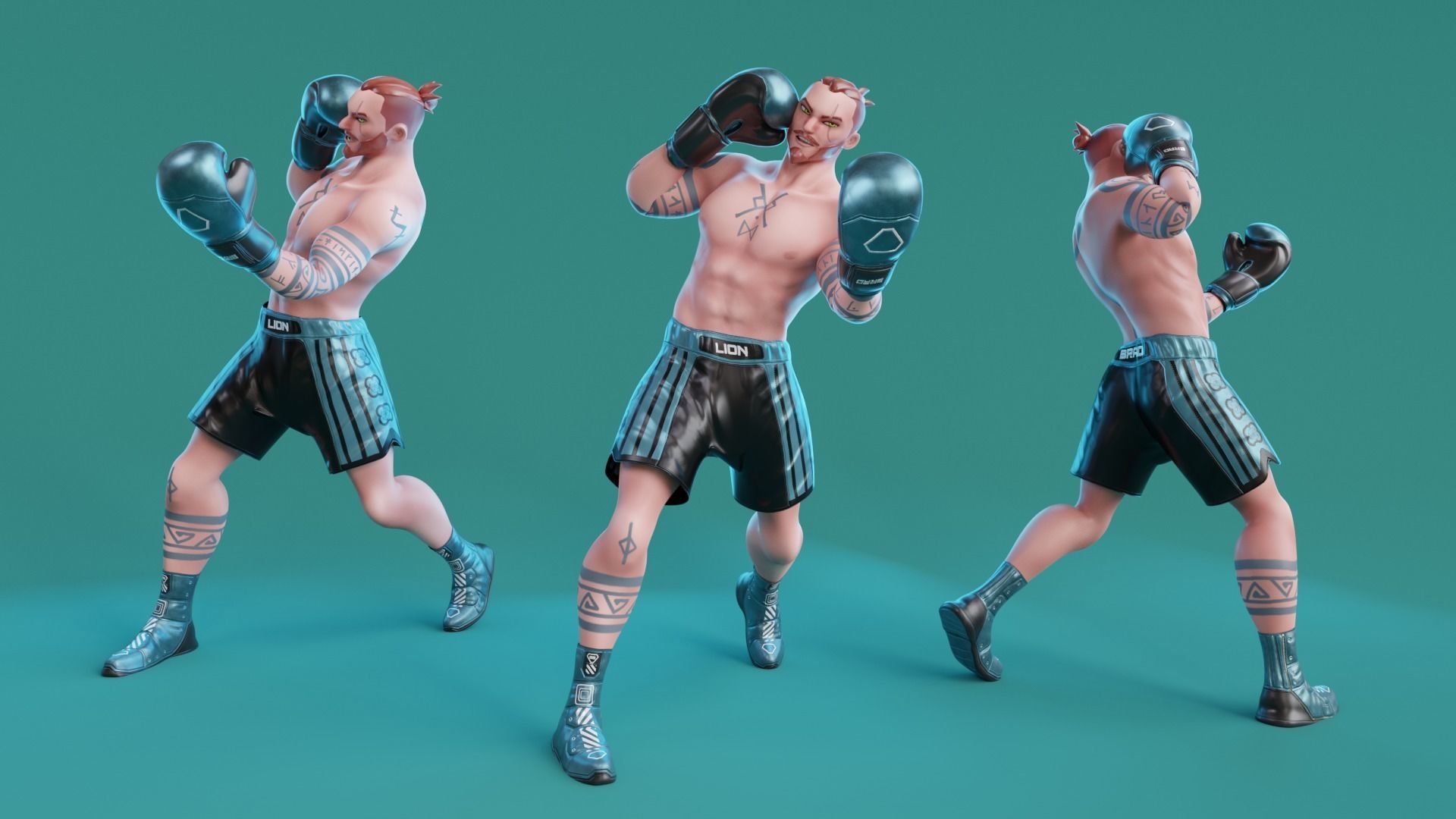 Low Poly Boxer - MMA Fighter - Brad Low-poly 3D model_6
