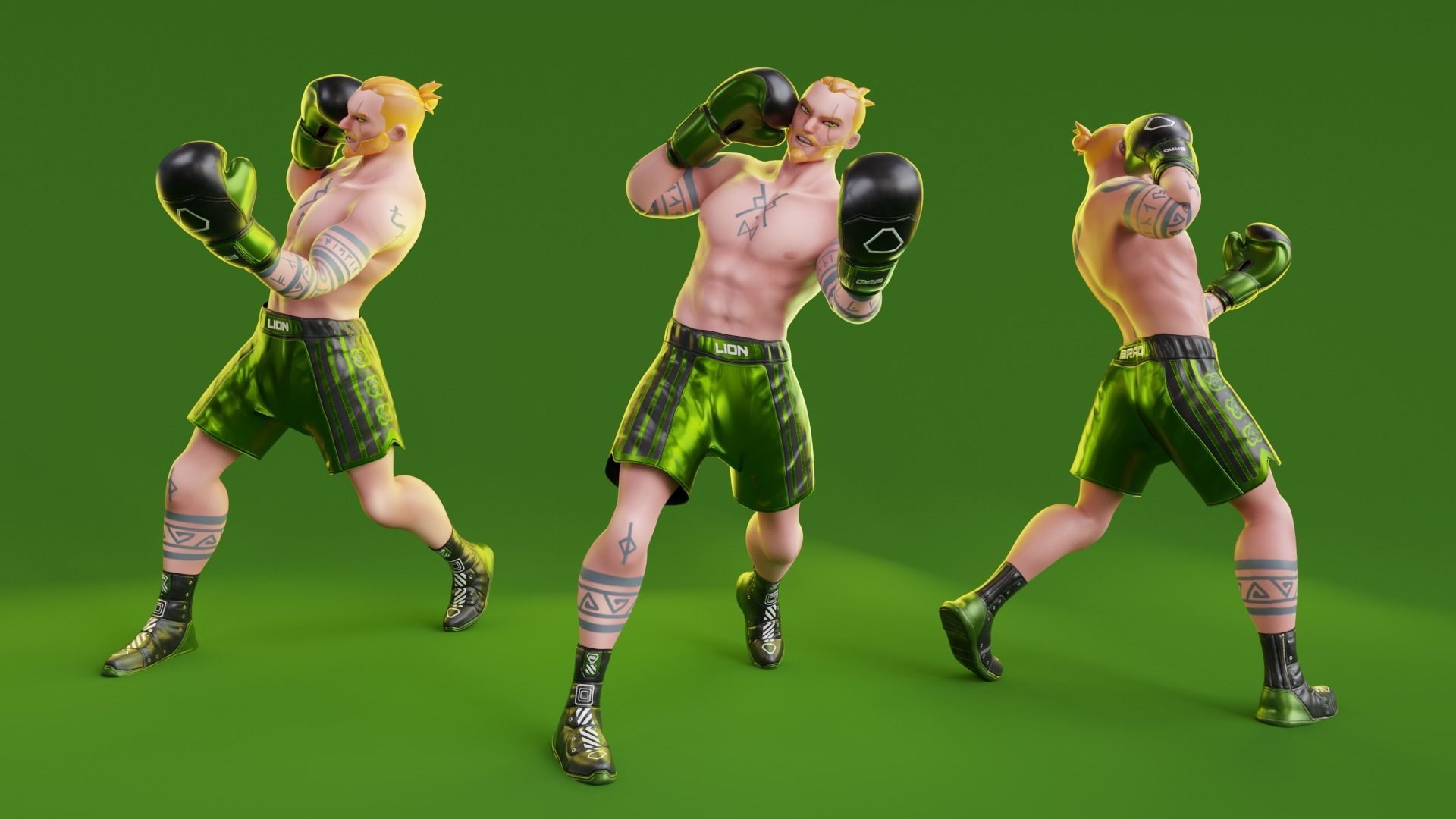 Low Poly Boxer - MMA Fighter - Brad Low-poly 3D model_5