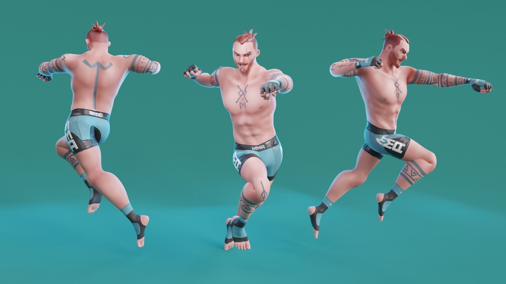 Low Poly Boxer - MMA Fighter - Brad Low-poly 3D model_13