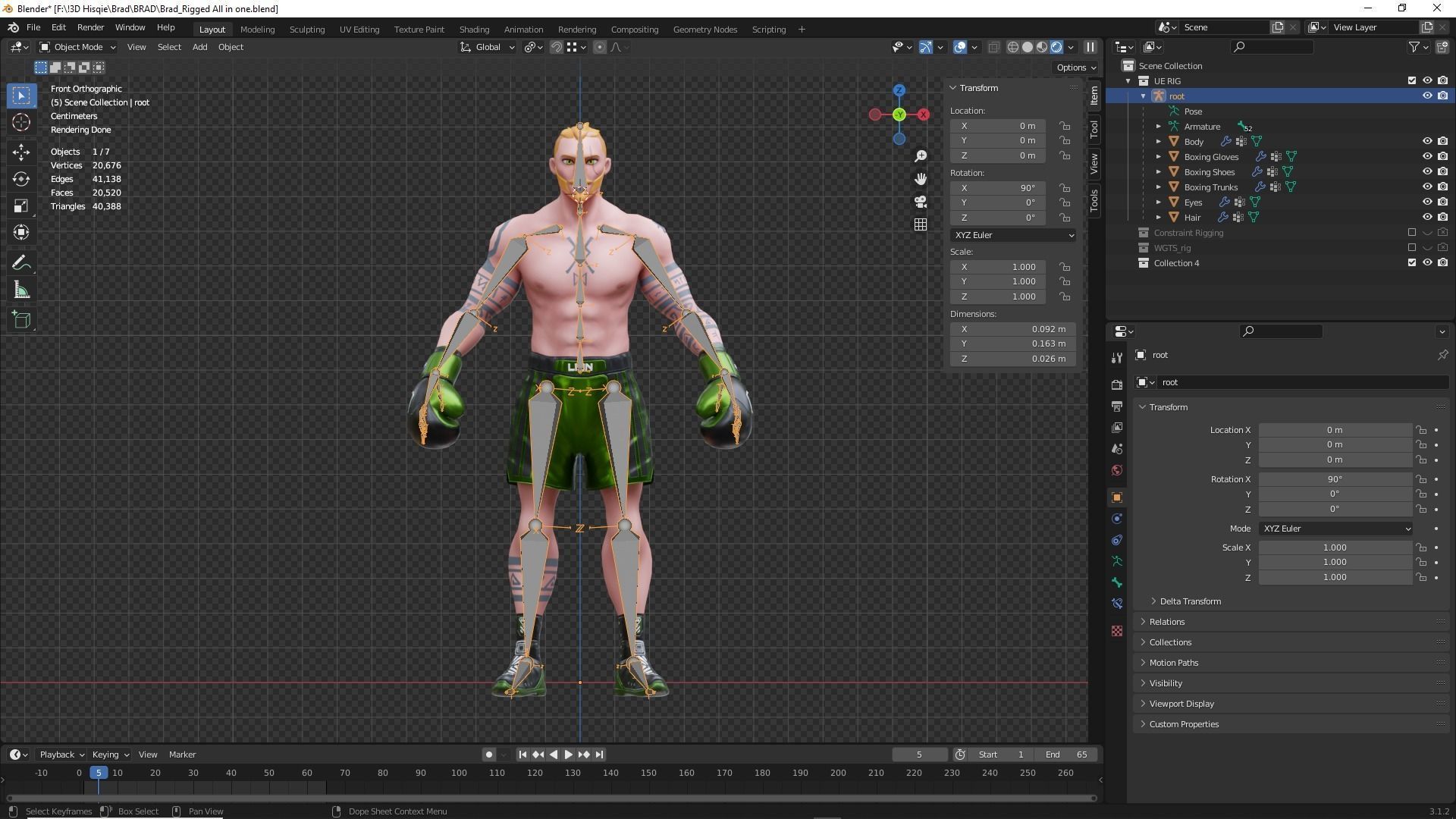 Low Poly Boxer - MMA Fighter - Brad Low-poly 3D model_25