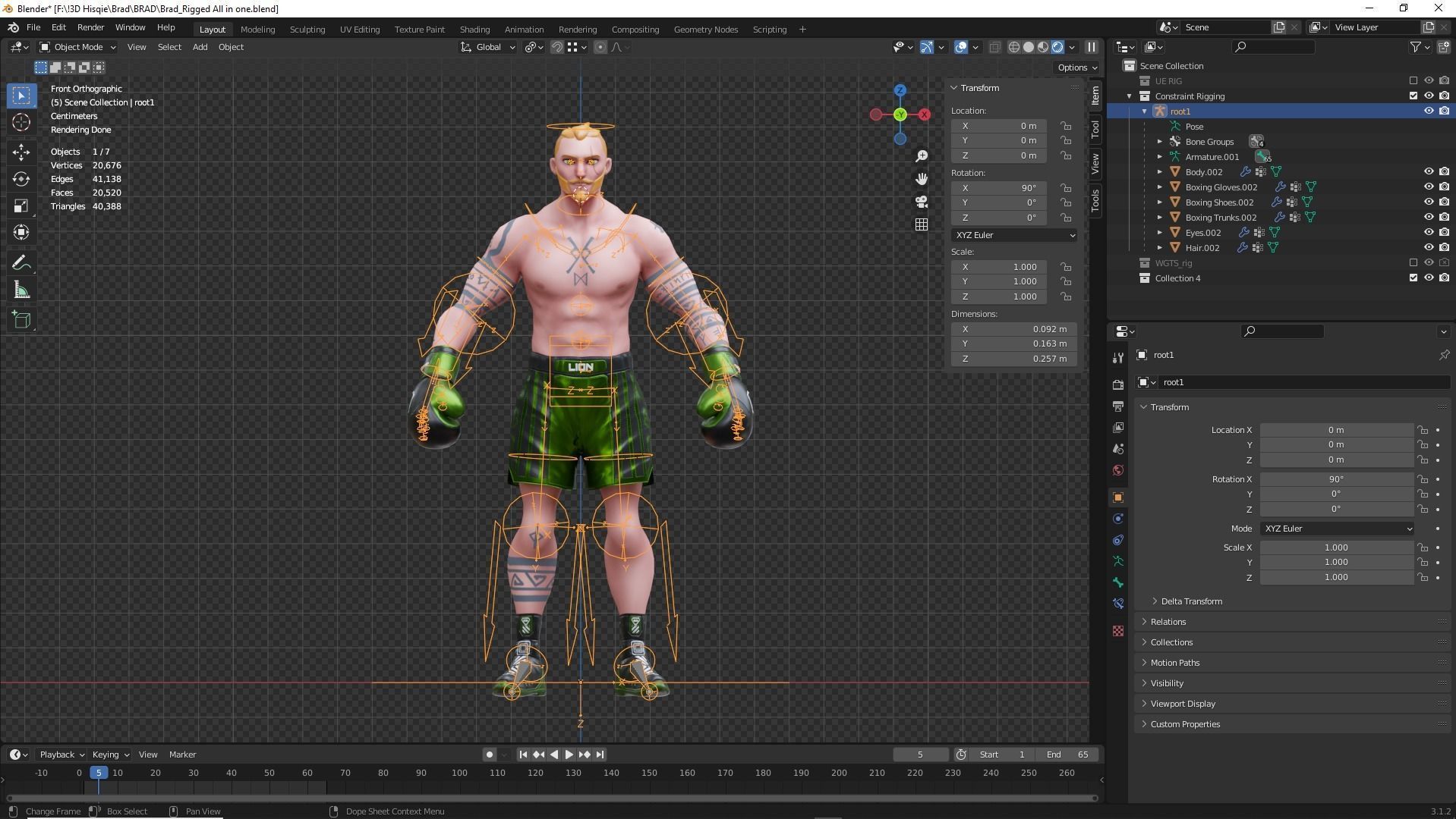 Low Poly Boxer - MMA Fighter - Brad Low-poly 3D model_24