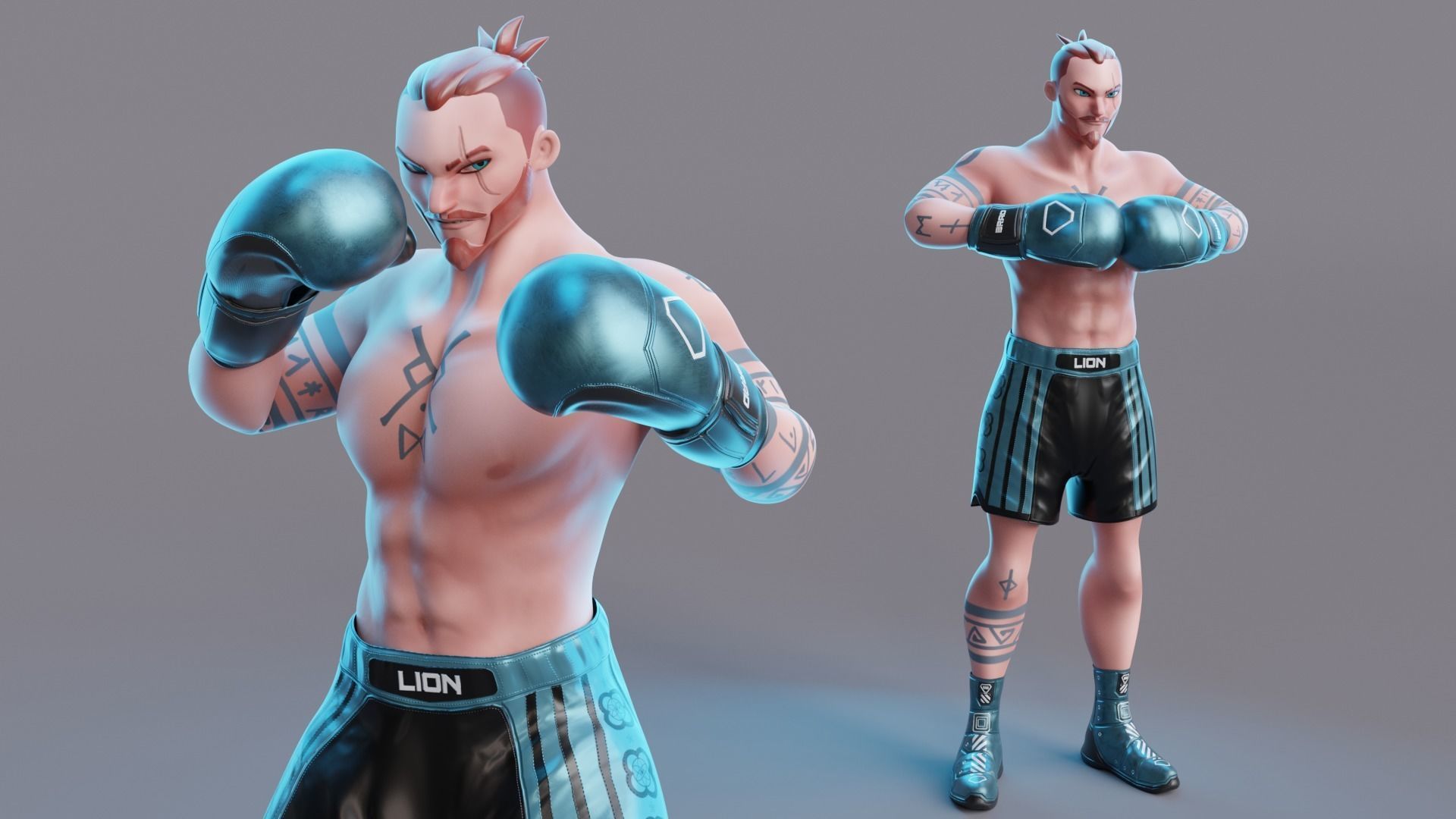 Low Poly Boxer - MMA Fighter - Brad Low-poly 3D model_10