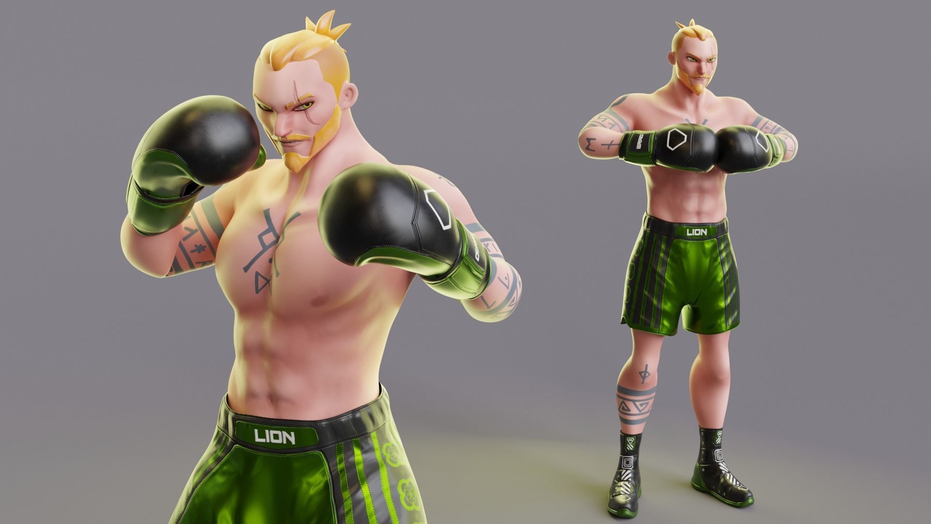 Low Poly Boxer - MMA Fighter - Brad Low-poly 3D model_9