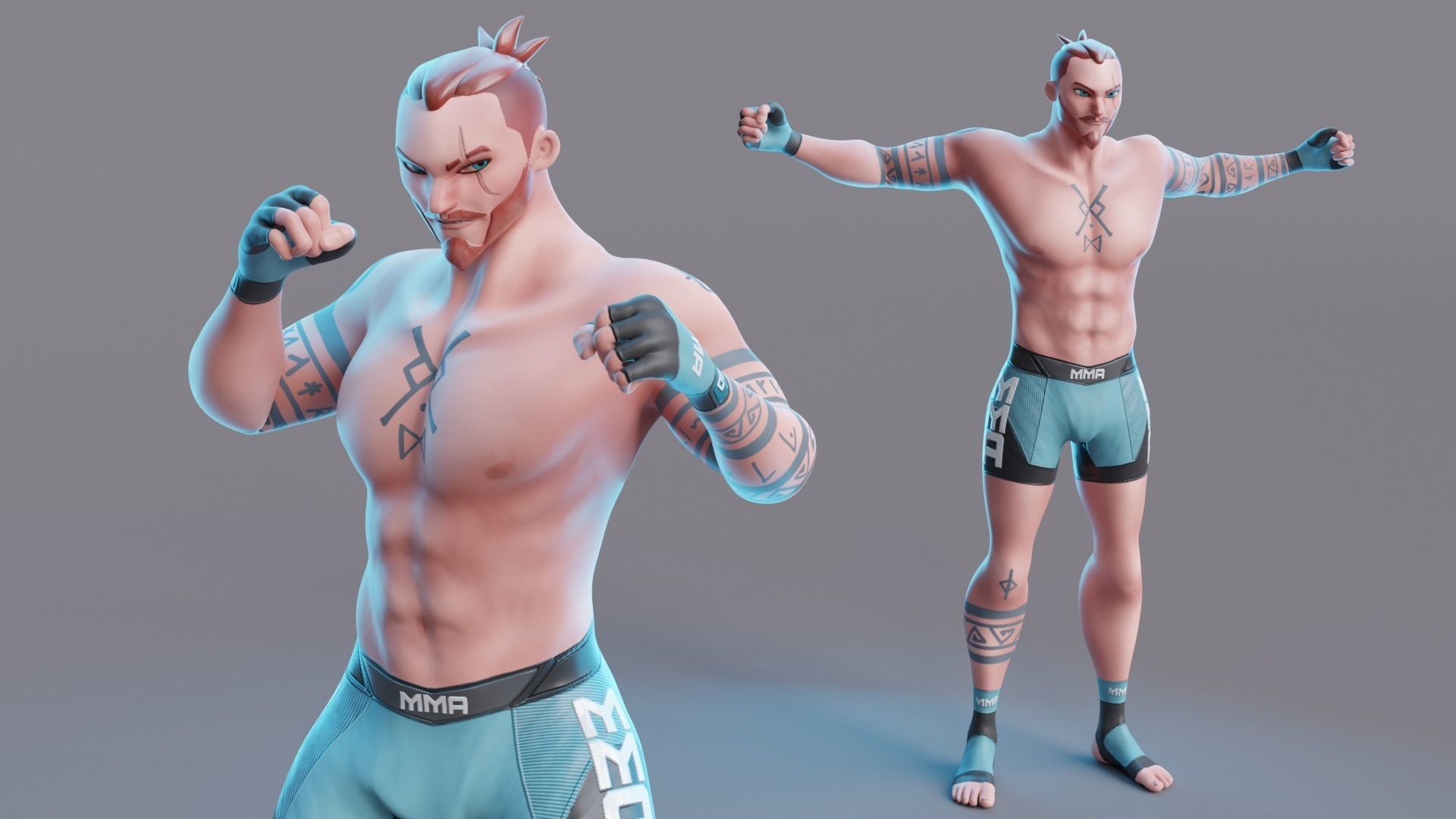 Low Poly Boxer - MMA Fighter - Brad Low-poly 3D model_17