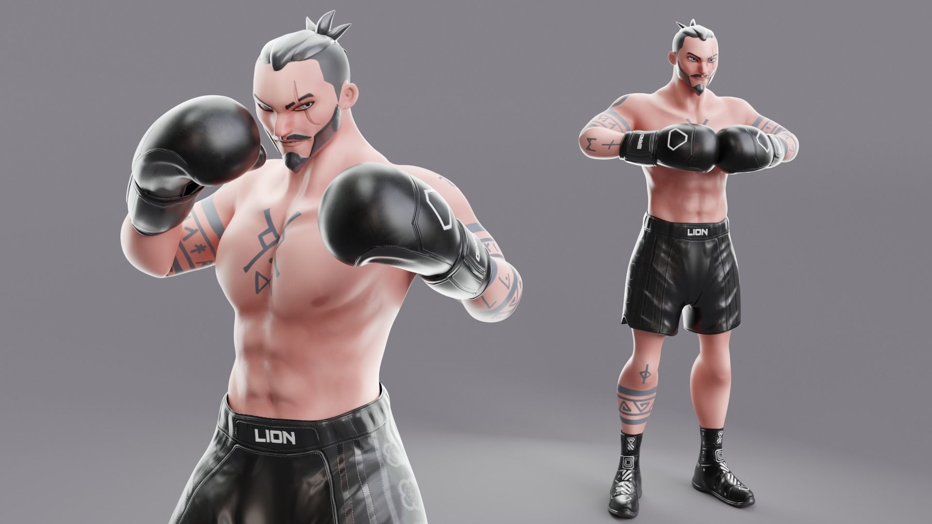 Low Poly Boxer - MMA Fighter - Brad Low-poly 3D model_11