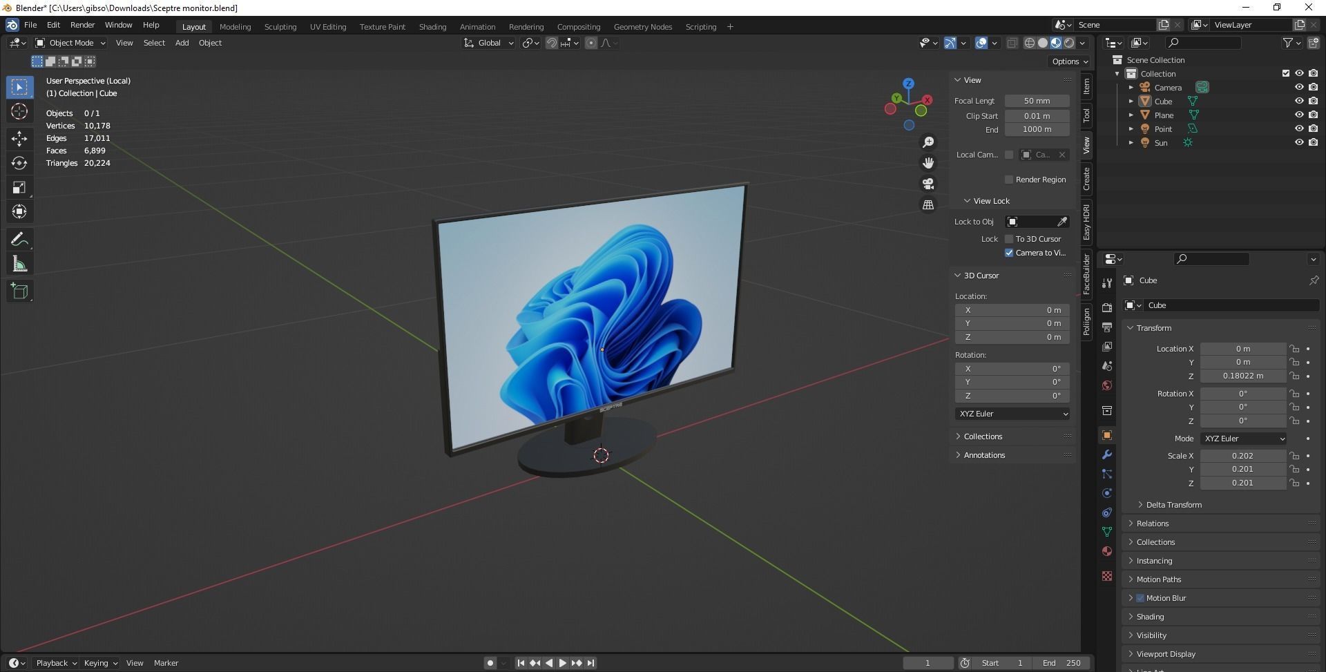 Desktop Moniter Low-poly 3D model_3