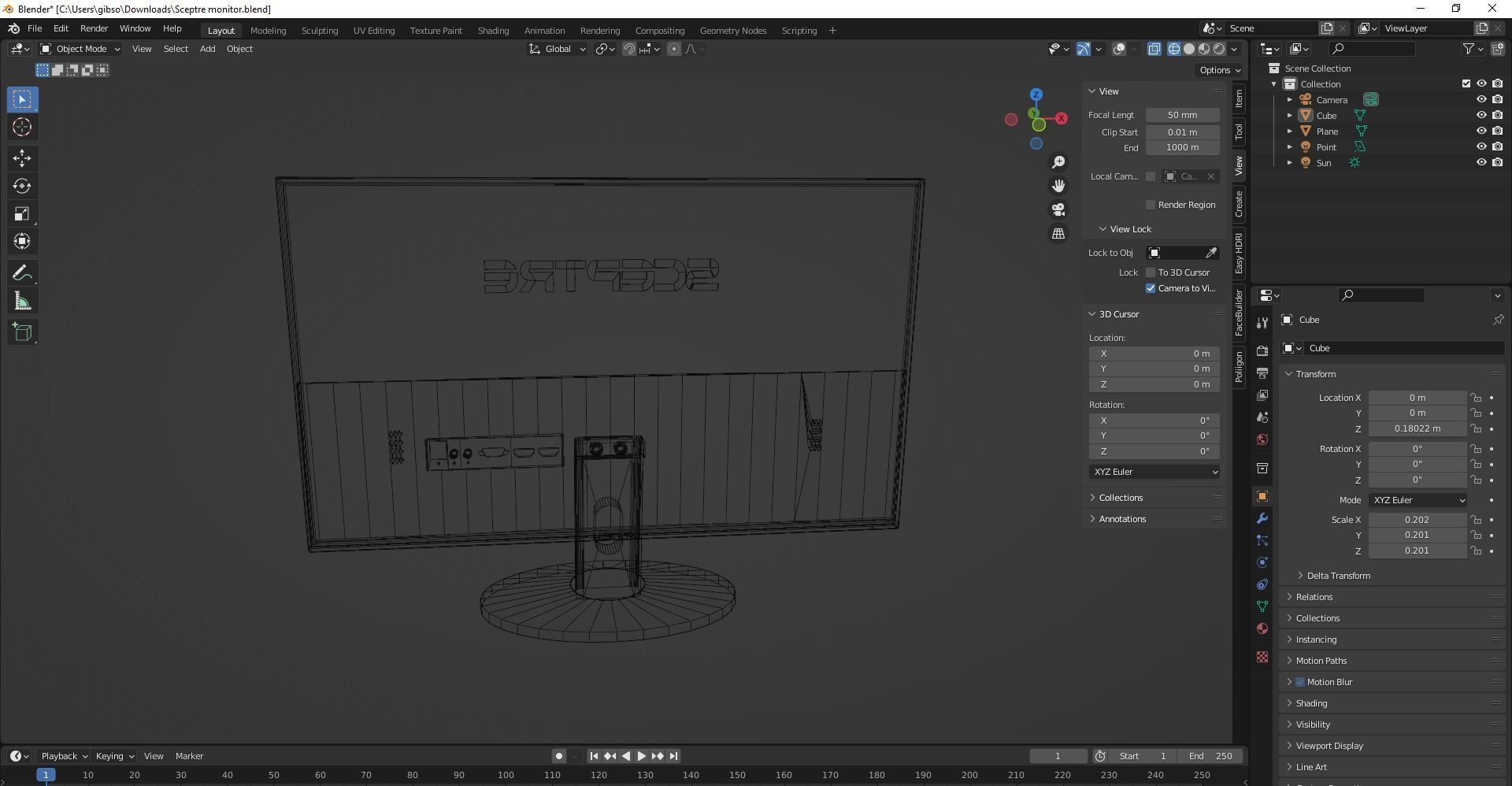 Desktop Moniter Low-poly 3D model_15