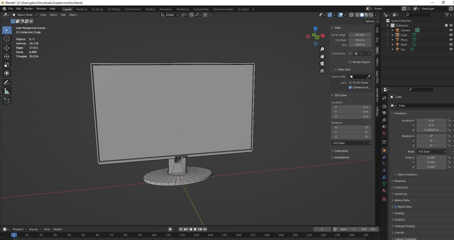 Desktop Moniter Low-poly 3D model_13