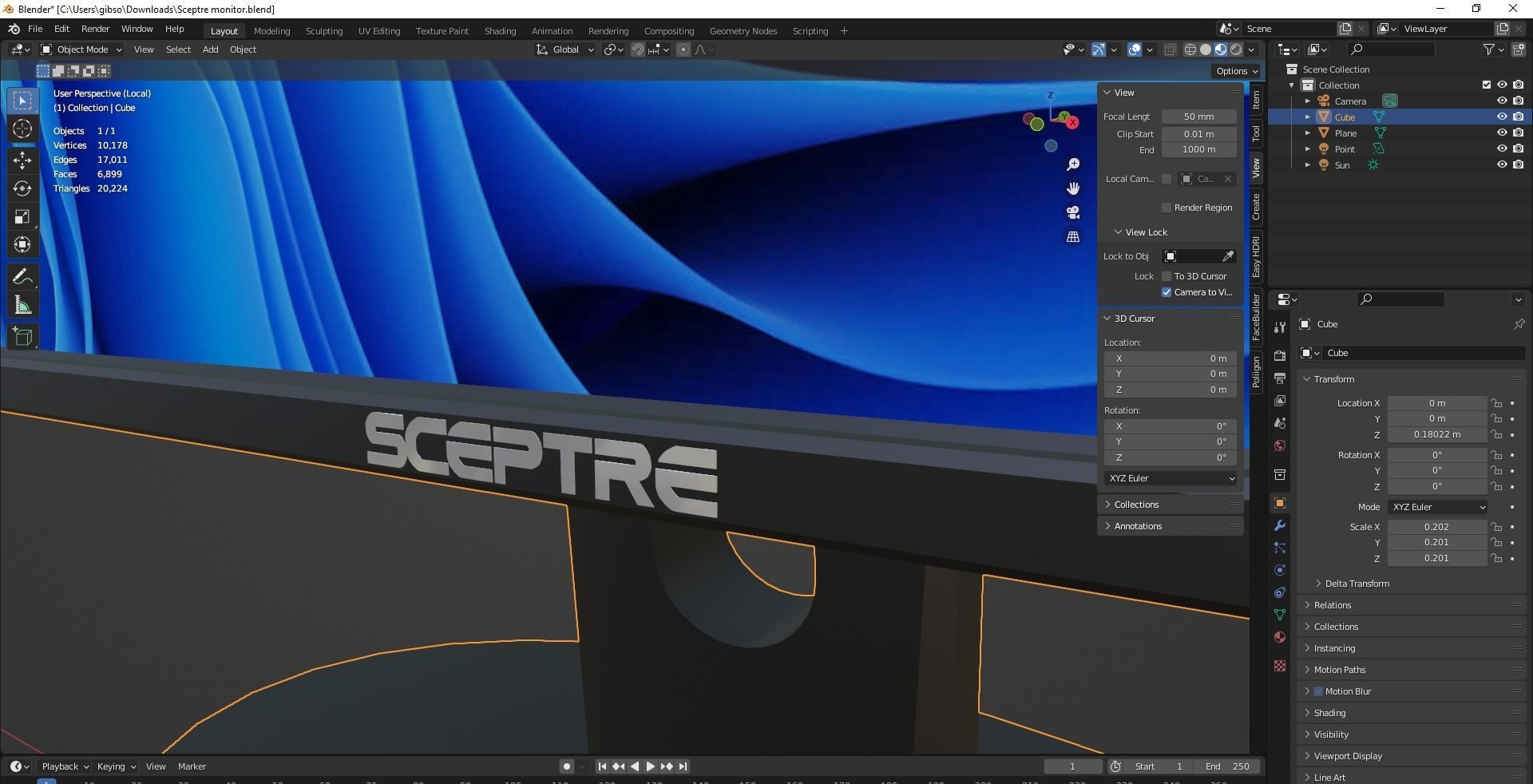 Desktop Moniter Low-poly 3D model_2